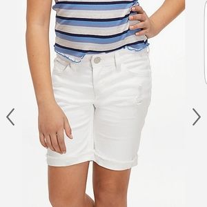 White destructed girlfriend bermuda shorts